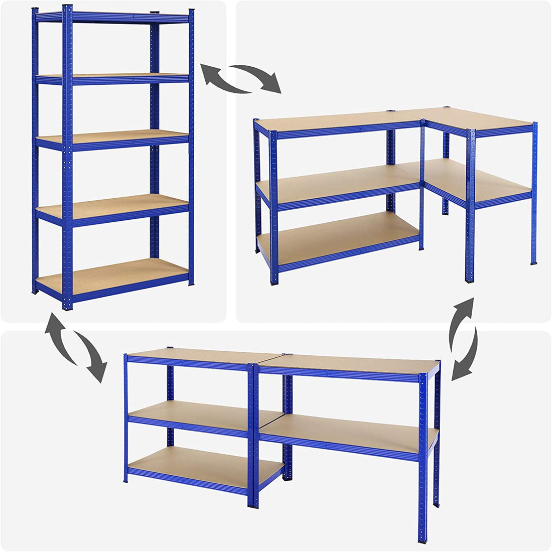 2-delige opbergrekset voor garage - stalen frame - verstelbare planken - 180x90x40 cm