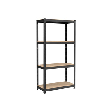 Zwaar belastbaar opbergrek - zwart metaal, staal/MDF - 40 x 80 x 160 cm - 130 kg