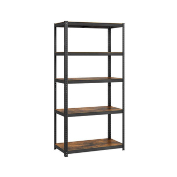 Opbergrek 5 schappen - zwaar belastbaar - spaanplaat/staal - vintage bruin-zwart - 50 x 100 x 200 cm