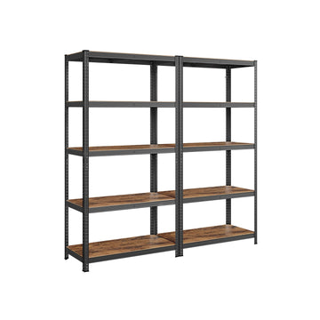 2-delige set staande planken - hoge industriële opbergplanken - vintage bruin-zwart - 50x100x200 cm