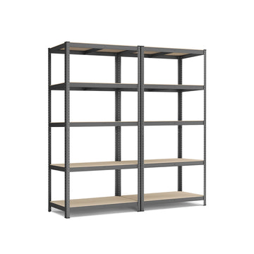 2-laags grijs opbergrek - zwaar metalen rek - stalen frame - 50 x 100 x 200 cm - max. 600 kg