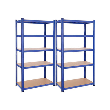 Opbergrek set van 2, 5 planken, blauw, 50 x 100 x 200 cm