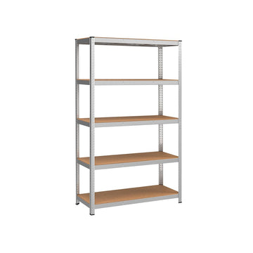 Opbergrek 5 niveaus, verstelbare planken, staal/MDF, zilver, 200 x 120 x 60 cm