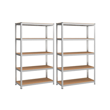 Opbergrekken - set van 2, 5 legplanken, zilver, 60 x 120 x 200 cm