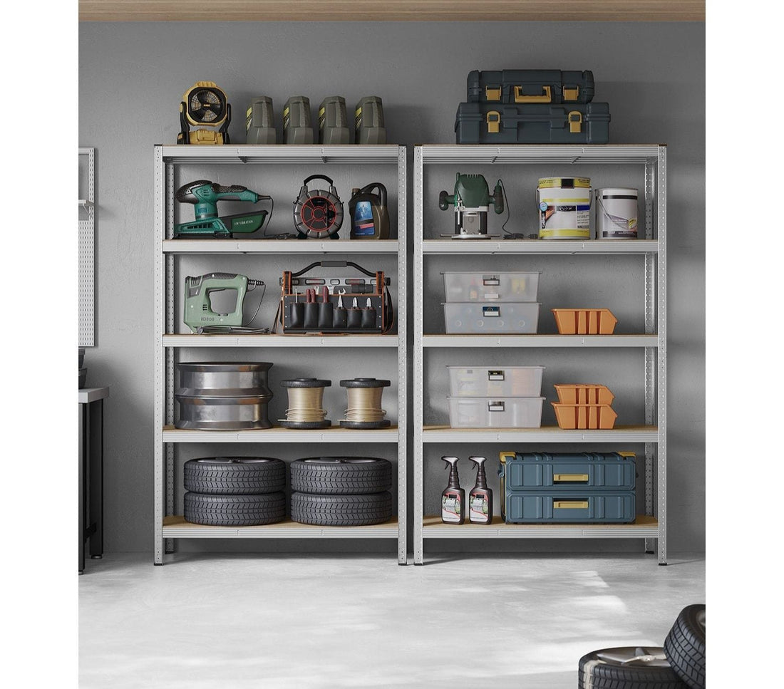 2-delige stellingkast - metaal - gegalvaniseerd staal - MDF - 60x120x200 cm