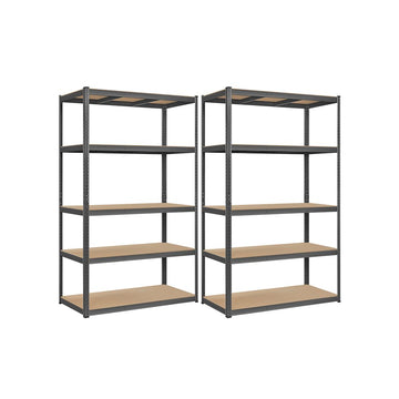 Kelderrek set van 2 - Gepoedercoat staal/MDF - Grijs - 60 x 120 x 200 cm