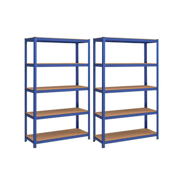 Opbergrekken - kelderrekken - set van 2 - 5 planken - blauw - 60 x 120 x 200 cm