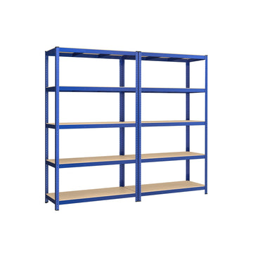2-pack blauw opslagrek - stalen legbord - heavy duty - verstelbare planken - 60x120x200 cm