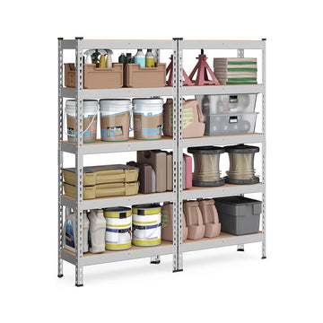 Zware industriële stellingkast 2-delig - staal & MDF - 875 kg - 30x75x150 cm