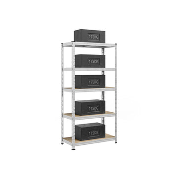 Zilverkleurig stalen opbergrek – 875 kg draagvermogen – 50 x 100 x 200 cm