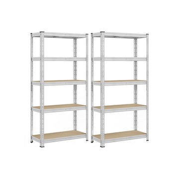Zilverkleurig stalen opbergrek - 875 kg - MDF - 40 x 90 x 180 cm