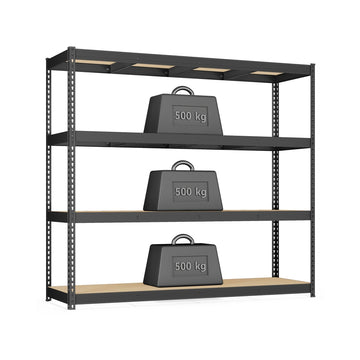 Zwaarbelastbaar rek met 4 MDF-legplanken van 8 mm | Inktzwart | 200x60x183 cm