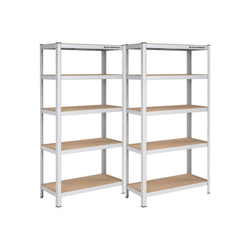 Opbergrek set van 2 - Industrieel stalen rek - Zilver - 180 x 90 x 40 cm