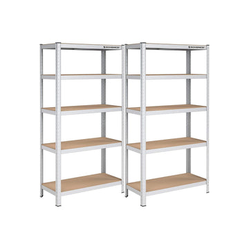 2-delig opbergrek metaal - stalen plank - 180x90x40 cm - zilver - 175 kg