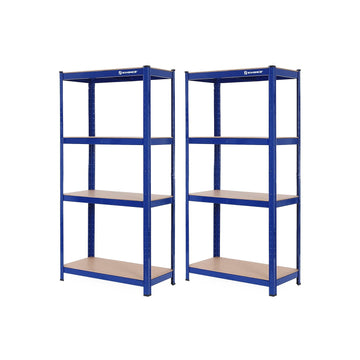 Metalen opslagrekken set van 2 - zwaar belastbaar - blauw - staal/MDF - 130 kg - 40 x 80 x 160 cm