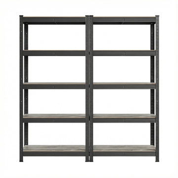 2-delige stellingkast, boekenkast, opbergrek | Naturel-zwart | 75x30x150 cm