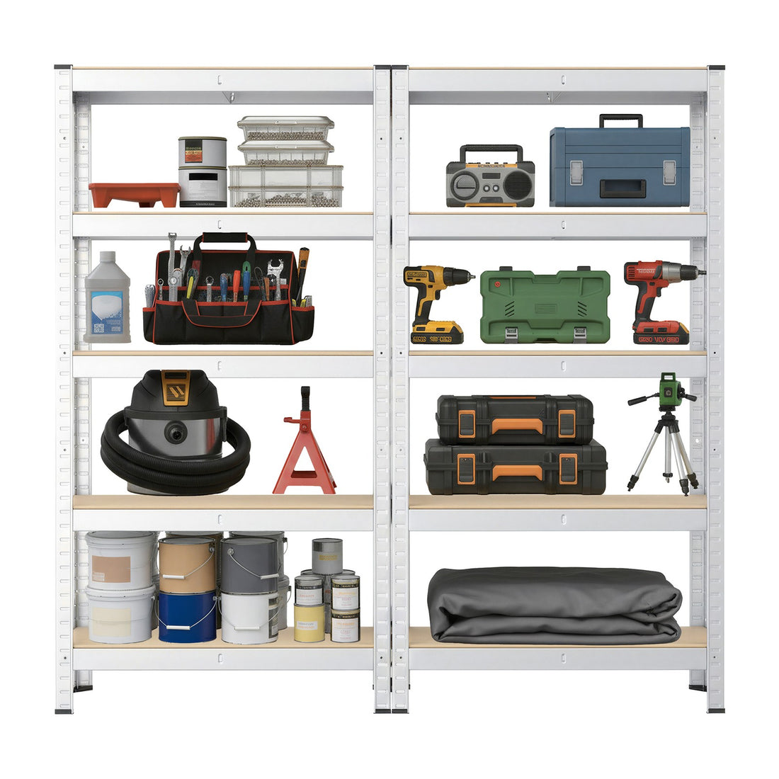 Schwerlast-Lagerregal 2-teilig | Silber | 75x30x150 cm