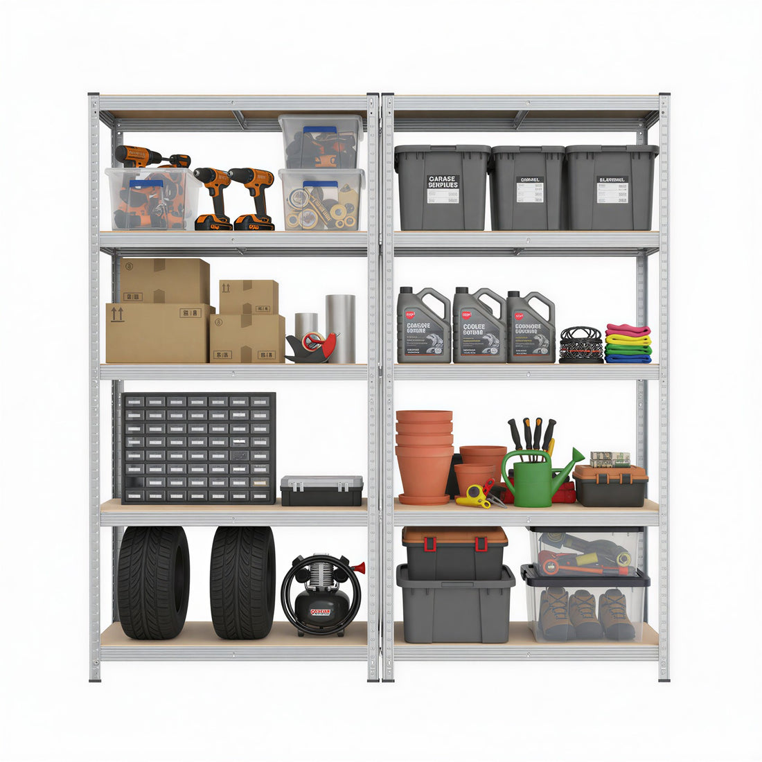Hochbelastbares Lagerregal 2er Set | Silber | 100x50x200 cm