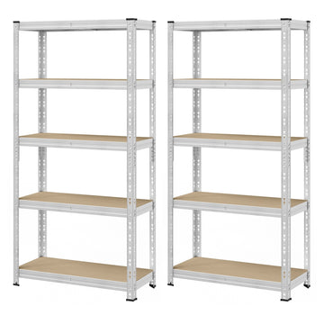 Zwaarbelastbaar kelderrek 2-delige set tot 875 kg | Zilver | 90x40x180 cm