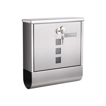 Wandbrievenbus van roestvrij staal, zilver, 30,5 x 9,5 x 33,3 cm