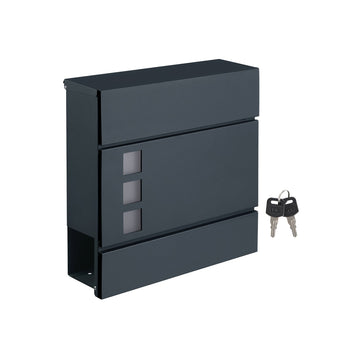 Brievenbus van verzinkt staal - Weerbestendig - Veilig slot - 37 x 10,5 x 37 cm