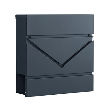 Brievenbus met krantenvak - wandmodel - antraciet - 37 x 10,5 x 37 cm