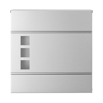 Brievenbus met slot, krantenhouder en kijkvenster | Zilver | 10,5x37x37 cm