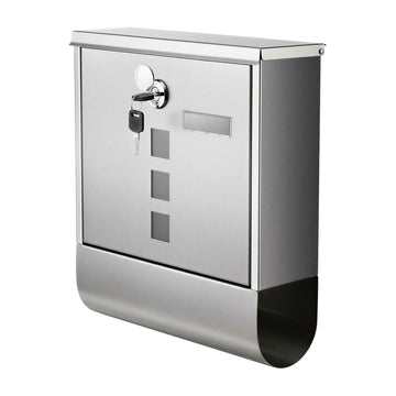 Brievenbus met koperen sluitcilinder en draaibare afdekking | Zilver | 37x11x37 cm