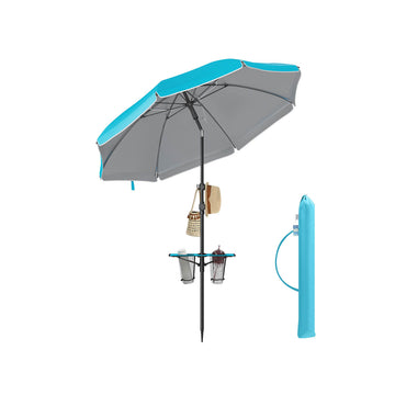 Parasol - UV-bescherming - duurzaam staal en polyester - Ø160 cm, 158-206 cm hoog, blauw