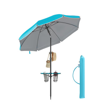 Knikbare parasol - verstelbare hoogte - Ø200 cm, 178-226 cm, blauw