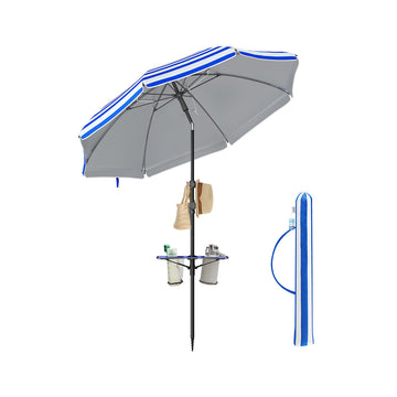 Verstelbare parasol - zonnedoek - 160 cm - blauw-wit