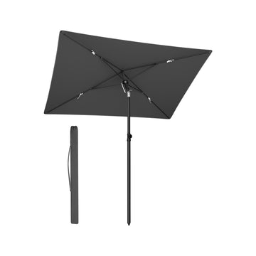 Rechthoekige balkonparasol met hoge UV-bescherming | Grijs | 190x120x230 cm