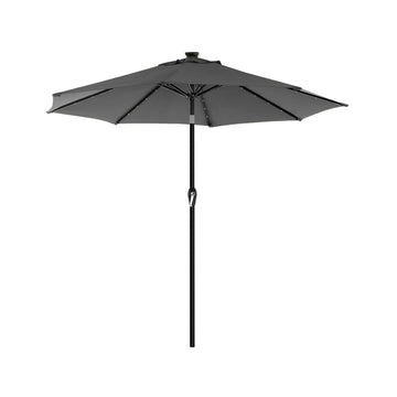 Parasol met LED-verlichting op zonne-energie - UV-bescherming UPF 50+ - Ø 3 m - grijs