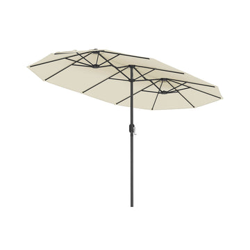 Dubbele parasol - strandparasol - zonbescherming - UPF 50+ - 394 x 200 cm - bruin
