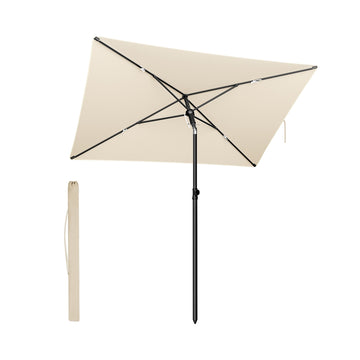 Rechthoekige parasol met hoge UV-bescherming | Beige | 232x149x270 cm