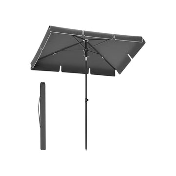 Grijze parasol, stalen frame, verstelbaar, 230 x 150 cm, polyester, incl. opbergtas
