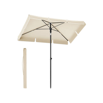 Beige parasol met stalen frame, polyester, 230 x 150 cm, verstelbare hoogte