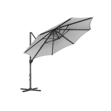 Zweefparasol met slinger, draaibaar, UV-bescherming, Ø 300 x 240 cm, grijs