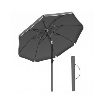 Parasol 180 cm voor strand en tuin met hoge uv-bescherming | Grijs | 180x180x157-208 cm