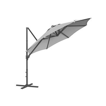 Zweefparasol Ø300 cm, staal, polyester, duifgrijs, 240 cm, kruisvoet
