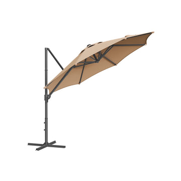 Zweefparasol 300 cm UPF 50+ - slinger - camelbruin - stalen frame