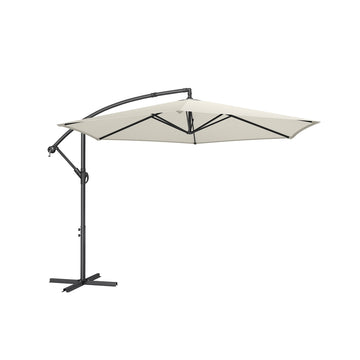 Parasol 350 cm met zwengel voor openen en sluiten | Beige | 350x350x250 cm