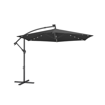 Parasol 350 cm met ledverlichting voor terras en tuin | Grijs | 350x350x256 cm