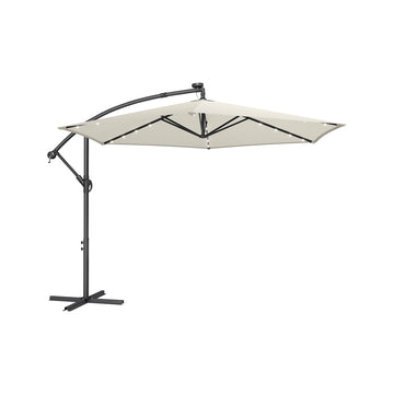 Parasol met ledverlichting 350 cm voor terras en tuin | Beige | 350x350x256 cm