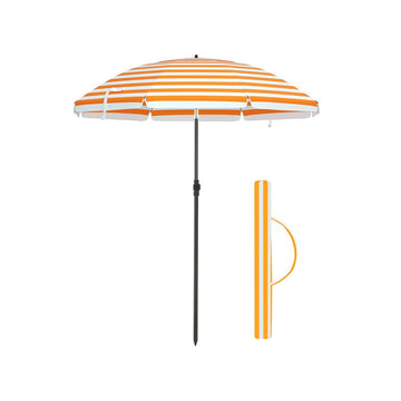 Parasol - Strandparasol - Tuinparasol - Opvouwbaar - Oranje/witte strepen