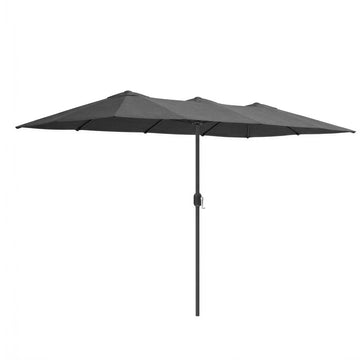 Grote terrasparasol 394 x 200 cm met zwengel UV-bescherming UPF 50+ | Grijs | 394x200x223 cm