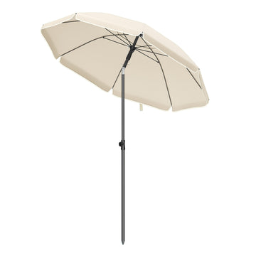 Strandparasol in hoogte verstelbaar UV-bescherming UPF 50+ | Beige | 180x180x157-208 cm