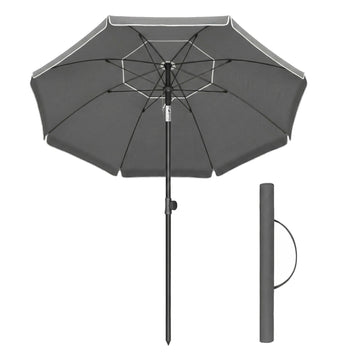 Strandparasol hoogteverstelbaar 200 cm UV-bescherming UPF 50+ | Grijs