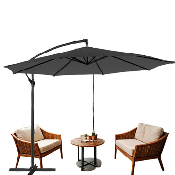 Buitenparasol - Zonwering - UV-bescherming - Ø300 cm - H245 cm - Grijs metalen frame