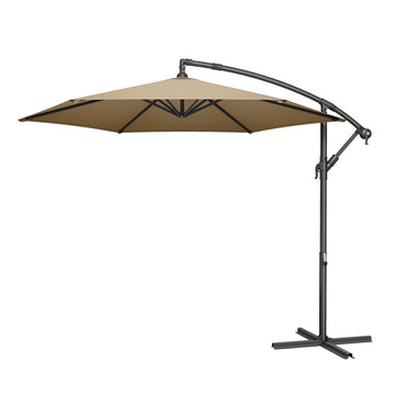 Zweefparasol 300 cm met standaard UV-bescherming UPF 50+ | Taupe | 300x300x255 cm